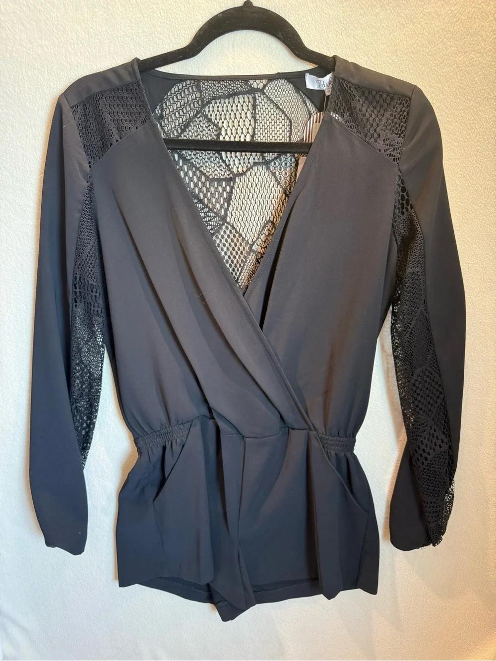 Parker Black Lace Mesh Long Sleeve Romper XS NWT Cocktail